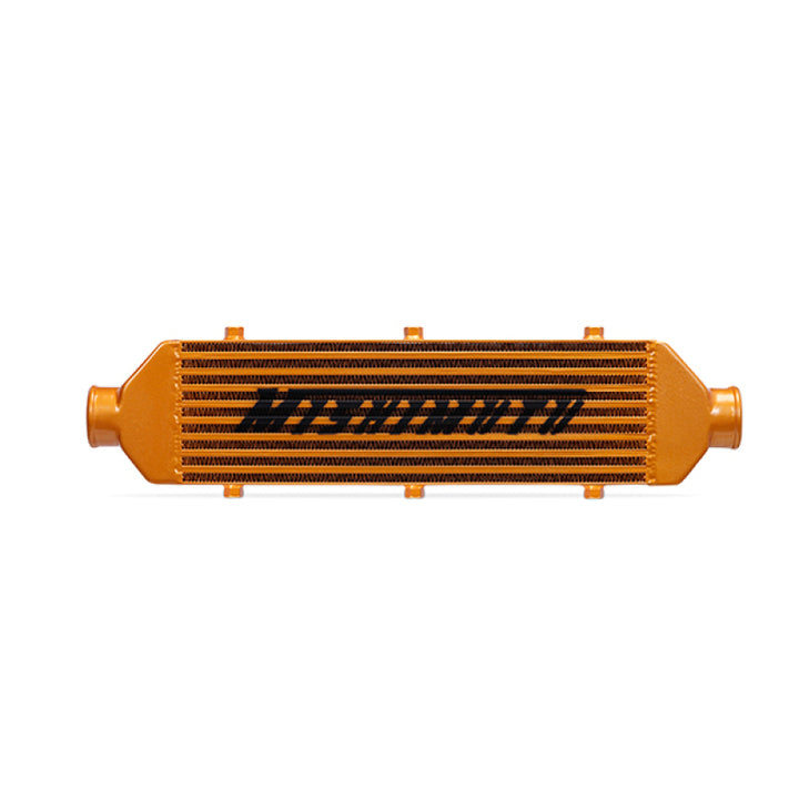 Mishimoto Universal Gold Z Line Intercooler  Overall Size: 28x8x3 Core Size: 21x6x2.5 Inlet / Outlet - Bull Strap