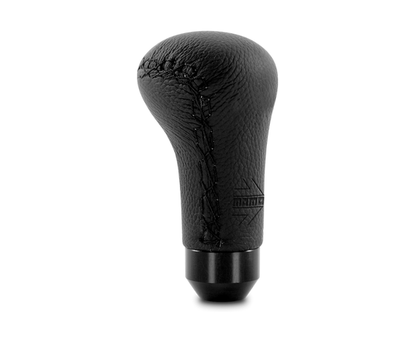 Momo Anatomico Shift Knob - Black Leather, Black Stitching - Bull Strap