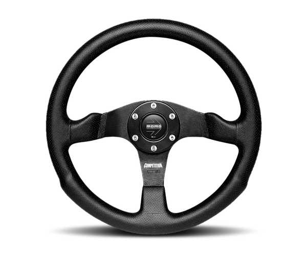 Momo Competition Steering Wheel 350 mm - Black AirLeather/Black Spokes - Bull Strap