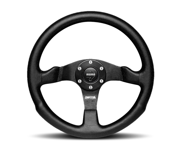 Momo Competition Steering Wheel 350 mm - Black AirLeather/Black Spokes - Bull Strap