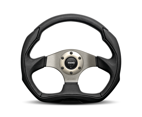 Momo Eagle Steering Wheel 350 mm - Black Leather/Anth Spokes - Bull Strap