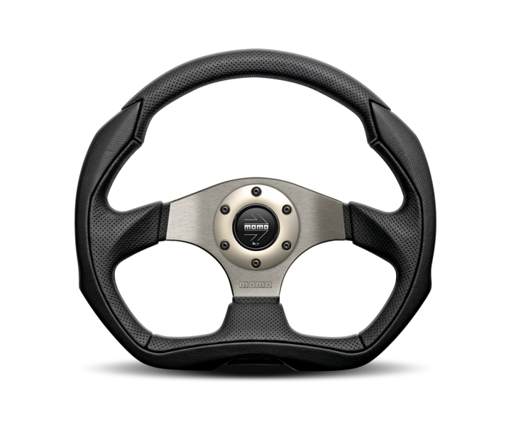 Momo Eagle Steering Wheel 350 mm - Black Leather/Anth Spokes - Bull Strap