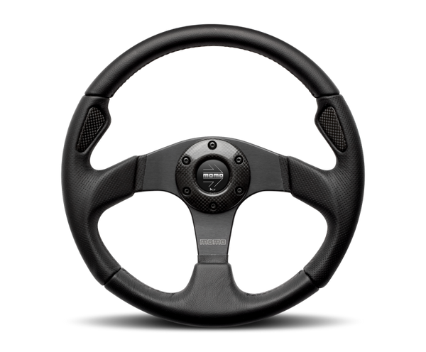 Momo Jet Steering Wheel 350 mm -  Black AirLeather/Black Spokes - Bull Strap