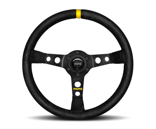 Momo MOD07 Steering Wheel 350 mm -  Black Suede/Black Spokes/1 Stripe - Bull Strap