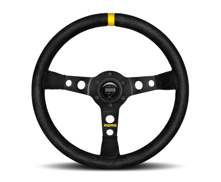 Momo MOD07 Steering Wheel 350 mm -  Black Suede/Black Spokes/1 Stripe - Bull Strap