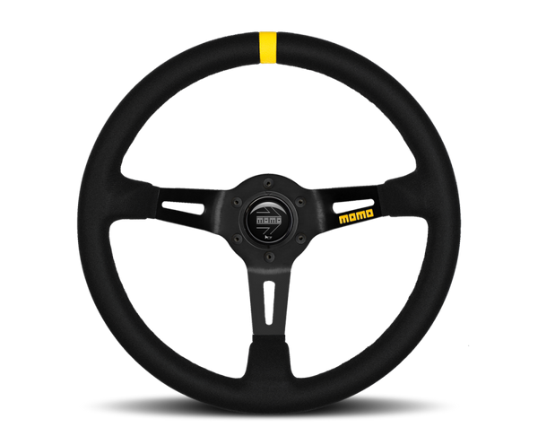 Momo MOD08 Steering Wheel 350 mm -  Black Suede/Black Spokes/1 Stripe - Bull Strap