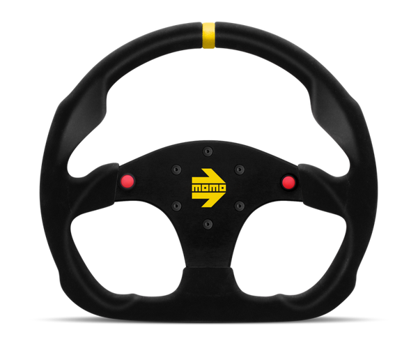 Momo MOD30 Buttons Steering Wheel 320 mm -  Black Suede/Black Spokes/1 Stripe - Bull Strap