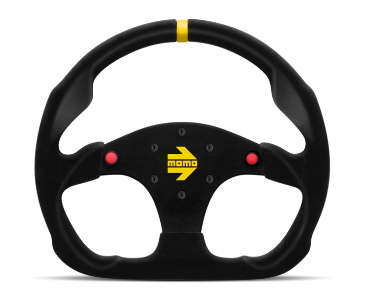 Momo MOD30 Buttons Steering Wheel 320 mm -  Black Suede/Black Spokes/1 Stripe - Bull Strap