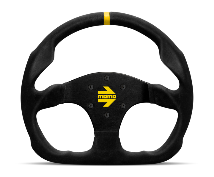 Momo MOD30 Steering Wheel 320 mm -  Black Suede/Black Spokes/1 Stripe - Bull Strap
