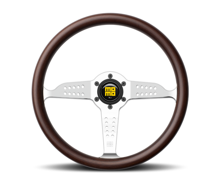 Momo Super Grand Prix Steering Wheel 350 mm - Mahogany Wood/Pol Spokes - Bull Strap