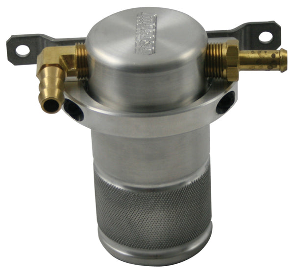 Moroso 90-05 Mazda Miata Air/Oil Separator Catch Can - Small Body - Billet Aluminum - Bull Strap
