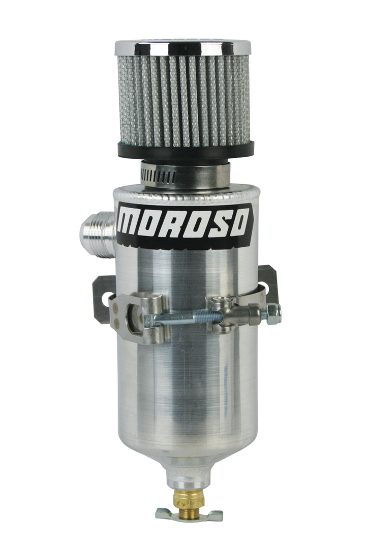 Moroso Breather Tank/Catch Can -12An Male Fitting - Aluminum - Bull Strap