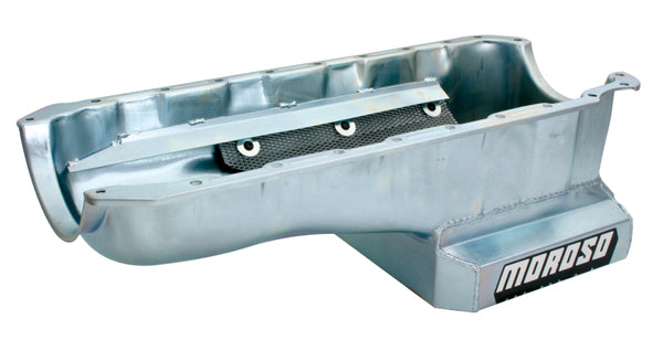 Moroso Chevrolet Big Block Mark IV Kicked Out Wet Sump 6qt 8in Steel Oil Pan - Bull Strap