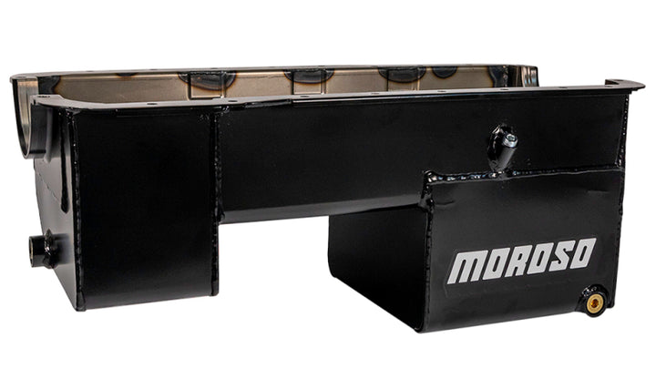 Moroso Ford 351W (w/Rear Sump & Billet End Seals) Extra Deep Wet Sump 7qt 9in Steel Oil Pan - Bull Strap