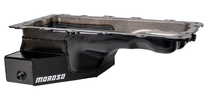 Moroso Ford 4.6/5.4L (w/Rear Sump) Road Race Baffled Wet Sump 8qt 6.5in Steel Oil Pan - Bull Strap