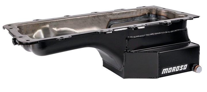 Moroso Ford 4.6/5.4L (w/Rear Sump) Road Race Baffled Wet Sump 8qt 6.5in Steel Oil Pan - Bull Strap
