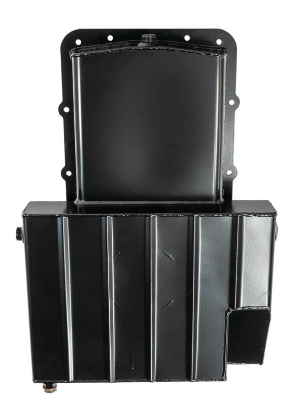 Moroso Ford 5.0 Coyote/Cobra (w/Rear Sump) Road Race Baffled Wet Sump 9.5qt 4.5in Steel Oil Pan - Bull Strap