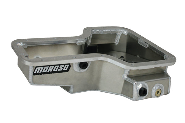 Moroso Lotus/Toyota 1ZZ/2ZZ Road Race Baffled Wet Sump 6qt Stock Depth Aluminum Oil Pan - Bull Strap