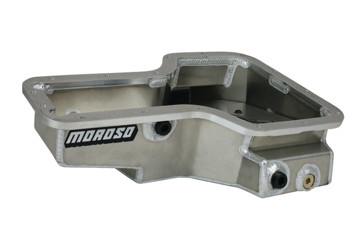 Moroso Lotus/Toyota 1ZZ/2ZZ Road Race Baffled Wet Sump 6qt Stock Depth Aluminum Oil Pan - Bull Strap