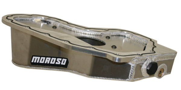 Moroso Lotus/Toyota 2GR-FE/Z Road Race Baffled Wet Sump 6.25qt Stock Depth Aluminum Oil Pan - Bull Strap