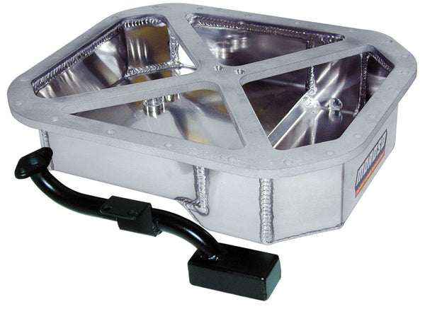 Moroso Mazda 13B Rotary (w/Rear Sump) Drag Race Baffled Wet Sump 6.25qt 4in Aluminum Oil Pan - Bull Strap