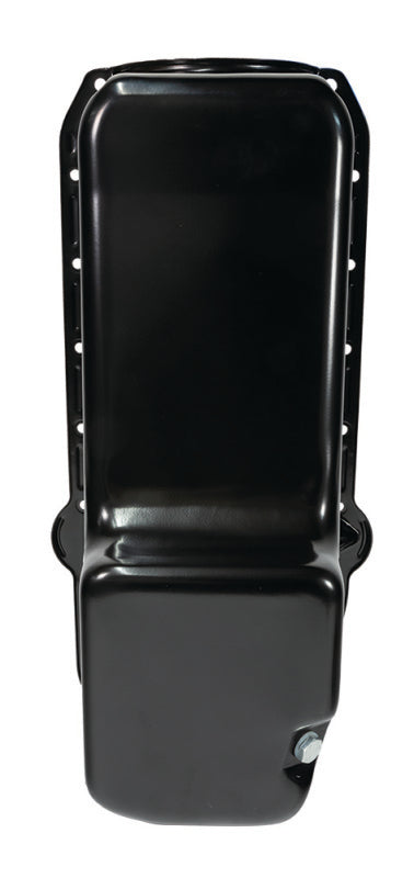 Moroso Pre-80 Chevrolet Small Block (w/Driver Side Dipstick) Wet Sump 5qt 7.5in Steel Oil Pan - Blk - Bull Strap