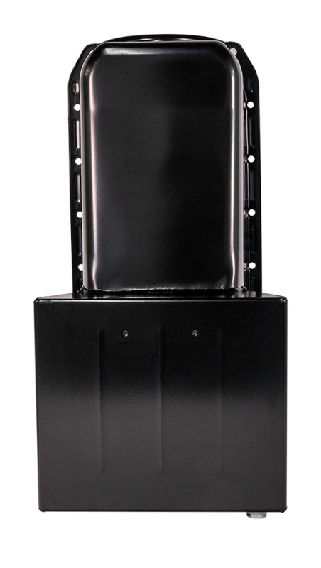 Moroso Pre-80 Chevrolet Small Block (w/Driver Side Dipstick) Wet Sump 7qt 8.25in Steel Oil Pan -Blk - Bull Strap