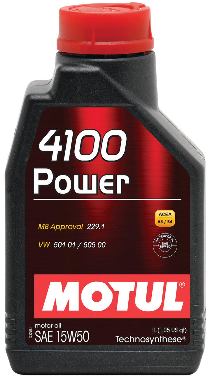 Motul 1L Engine Oil 4100 POWER 15W50 - VW 505 00 501 01 - MB 229.1 - Bull Strap