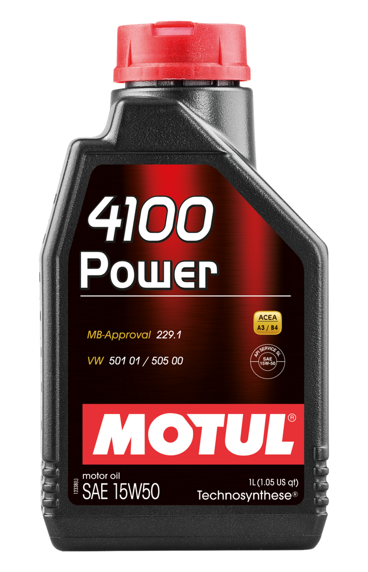 Motul 1L Engine Oil 4100 POWER 15W50 - VW 505 00 501 01 - MB 229.1 - Bull Strap