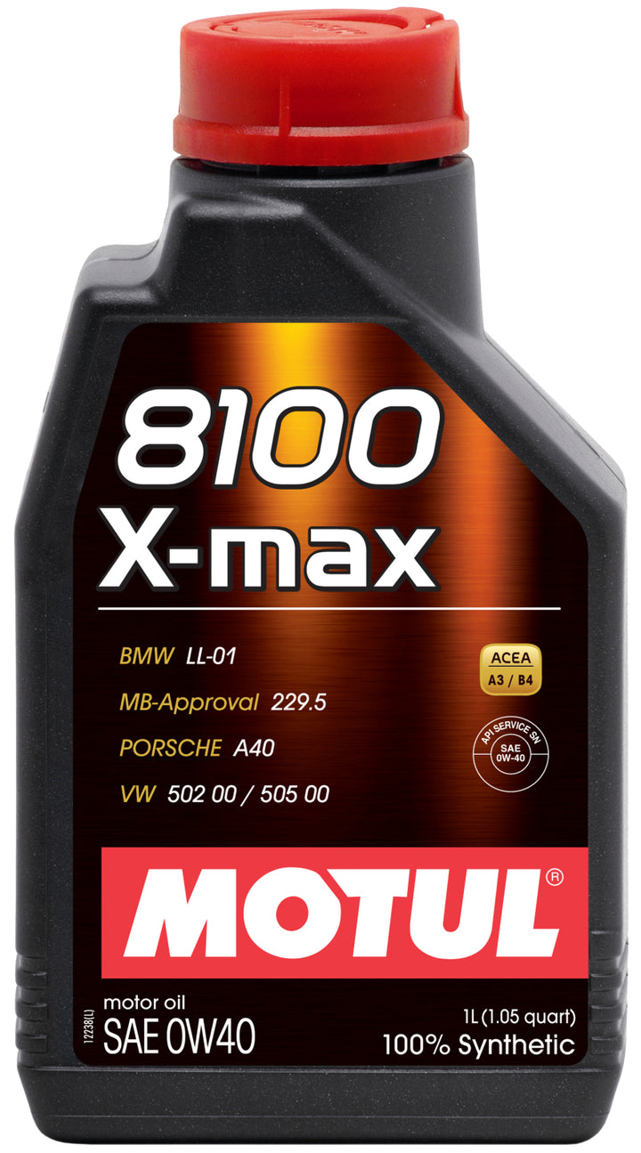 Motul 1L Synthetic Engine Oil 8100 0W40 X-MAX - Porsche A40 - Bull Strap