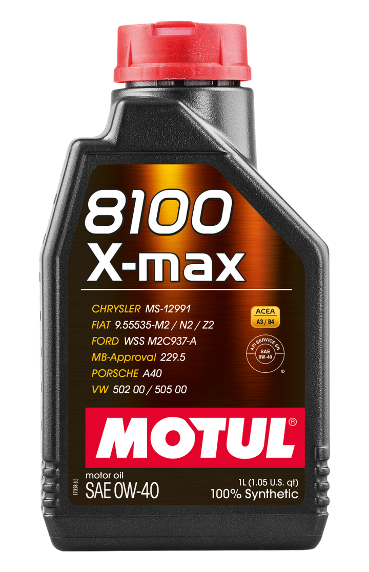 Motul 1L Synthetic Engine Oil 8100 0W40 X-MAX - Porsche A40 - Bull Strap