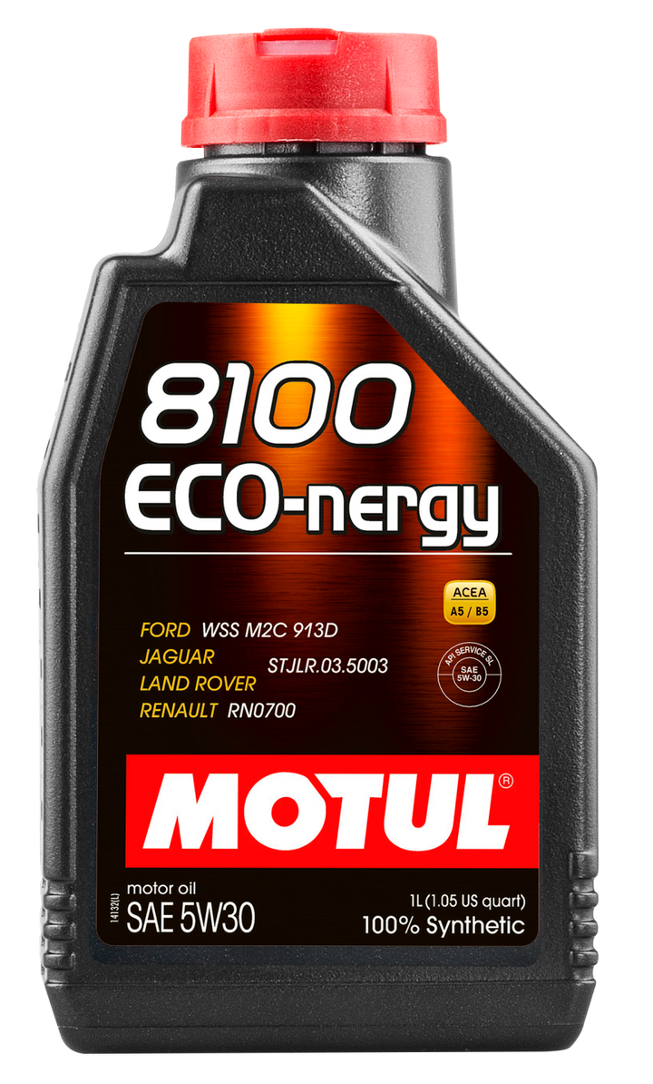 Motul 1L Synthetic Engine Oil 8100 5W30 ECO-NERGY - Ford 913C - Bull Strap