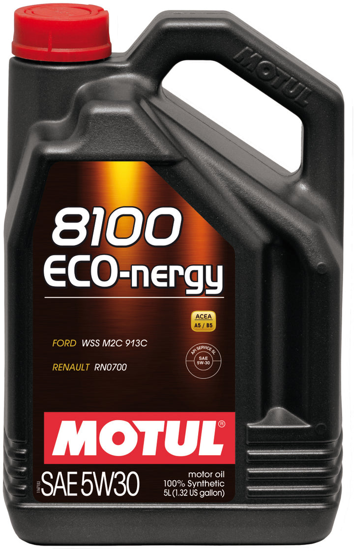 Motul 5L Synthetic Engine Oil 8100 5W30 ECO-NERGY - Ford 913C - Bull Strap