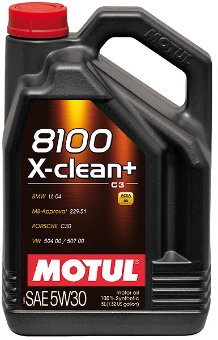 Motul 5L Synthetic Engine Oil 8100 5W30 X-CLEAN Plus - Bull Strap