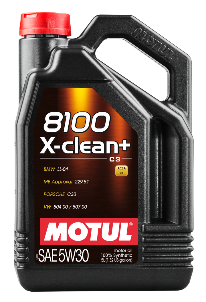 Motul 5L Synthetic Engine Oil 8100 5W30 X-CLEAN Plus - Bull Strap