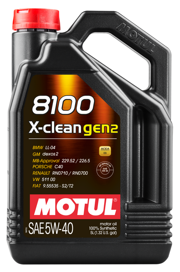 Motul 5L Synthetic Engine Oil 8100 X-CLEAN Gen 2 5W40 - Bull Strap