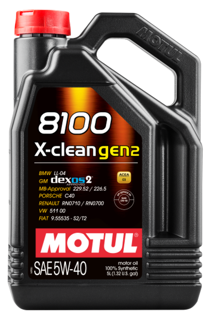 Motul 5L Synthetic Engine Oil 8100 X-CLEAN Gen 2 5W40 - Bull Strap