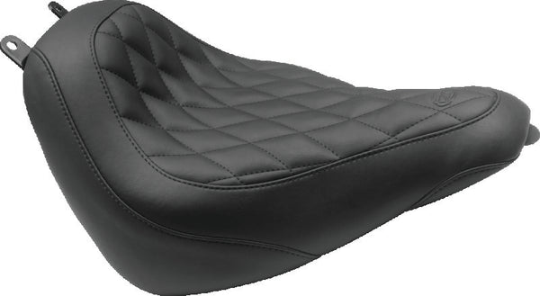Mustang 00-15 Harley Softail Standard Rear Tire Wide Touring Passenger Seat w/Studs - Black - Bull Strap