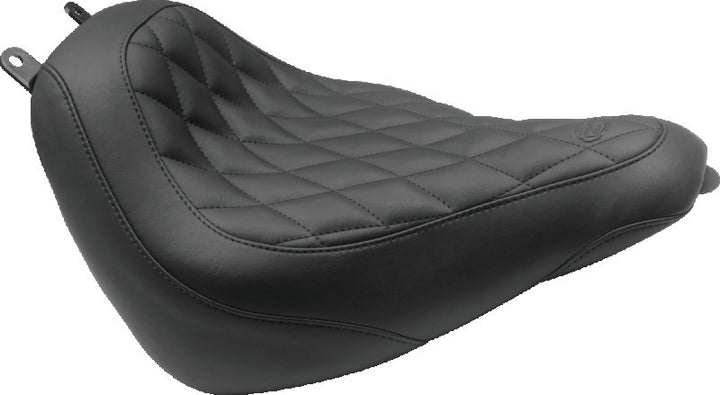 Mustang 00-15 Harley Softail Standard Rear Tire Wide Touring Passenger Seat w/Studs - Black - Bull Strap