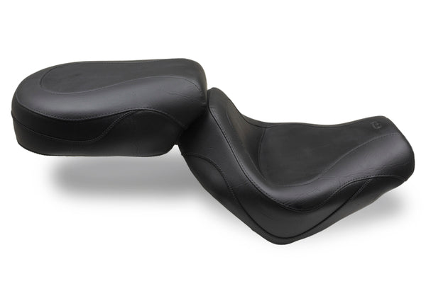 Mustang 04-09 Honda VTX1300C Sport Touring 2PC Seat - Black - Bull Strap