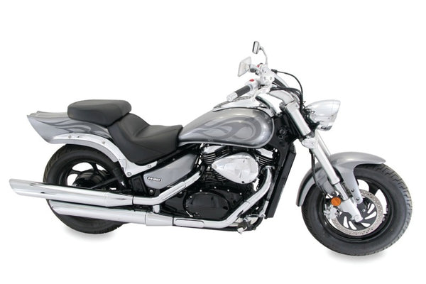 Mustang 05-11 Suzuki Boulevard M50 Standard Touring 2PC Seat - Black - Bull Strap