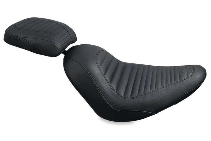 Mustang 06-17 Harley Softail Wide Tire (200mm) Tripper Solo Seat - Black - Bull Strap