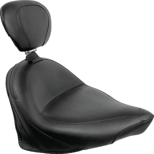 Mustang 07-15 Honda VT750C2 Spirit,10-20 Phantom Wide Touring 2PC Seat - Black - Bull Strap