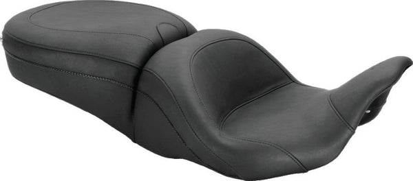 Mustang 08-21 Harley Electra Glide, Rd Glide, Rd King, Str Glide Lowdown Touring 1PC Seat - Black - Bull Strap