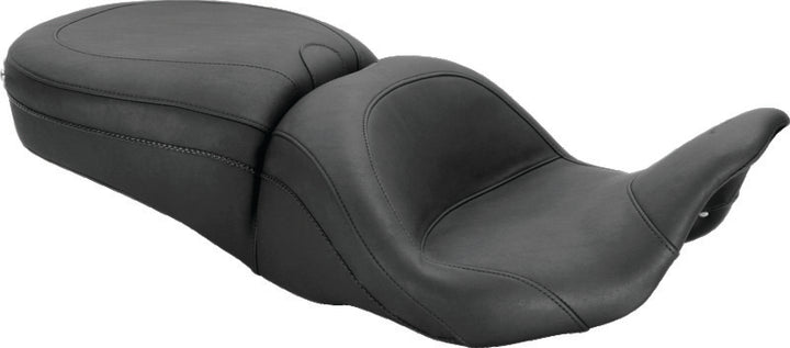 Mustang 08-21 Harley Electra Glide, Rd Glide, Rd King, Str Glide Lowdown Touring 1PC Seat - Black - Bull Strap