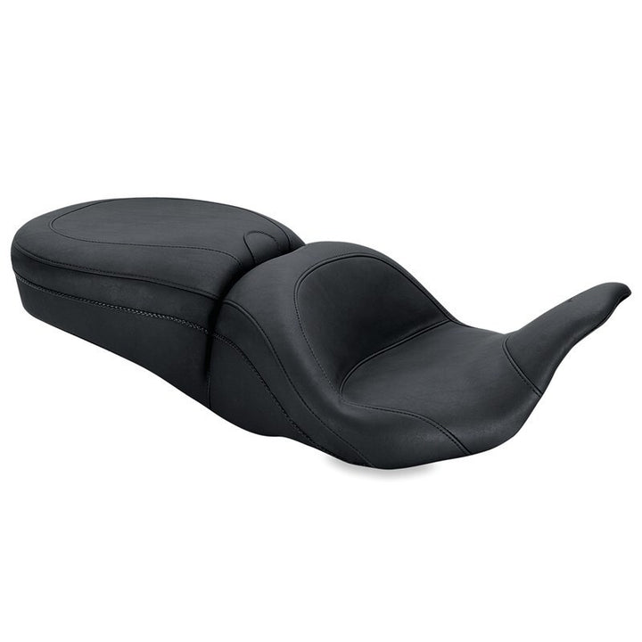 Mustang 08-21 Harley Electra Glide, Rd Glide, Rd King, Str Glide Lowdown Touring 1PC Seat - Black - Bull Strap