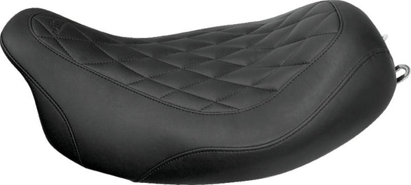 Mustang 08-21 Harley Electra Glide Std,Rd Glide,Rd King,Str Glide Solo Seat Diamond Stitch - Brown - Bull Strap
