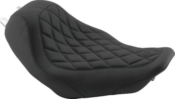 Mustang 08-21 Harley Electra Glide Std,Rd Glide,Rd King,Str Glide Solo Seat Diamond Stitch -Brown - Bull Strap