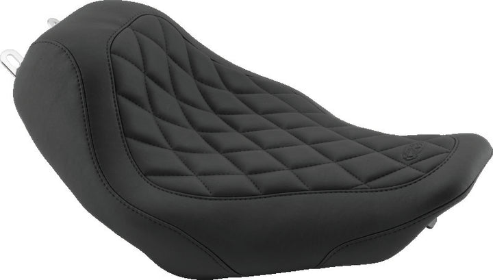 Mustang 08-21 Harley Electra Glide Std,Rd Glide,Rd King,Str Glide Solo Seat Diamond Stitch -Brown - Bull Strap