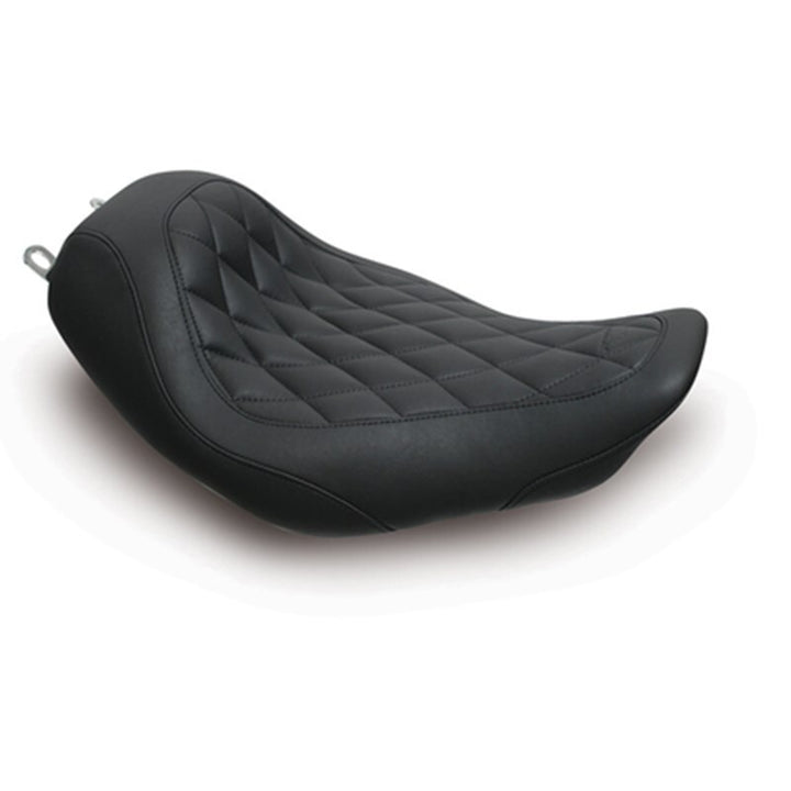 Mustang 08-21 Harley Electra Glide Std,Rd Glide,Rd King,Str Glide Solo Seat Diamond Stitch -Brown - Bull Strap